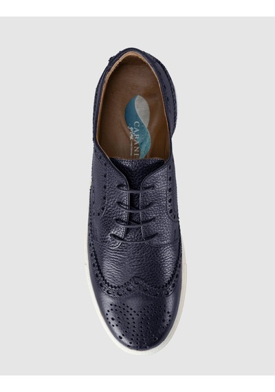 Cabani Lacivert Hakiki Deri Erkek Oxford Sneaker
