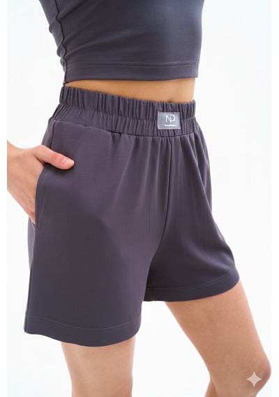 Normal People Kleo - Spor Şort Softflow Kumaş Gri