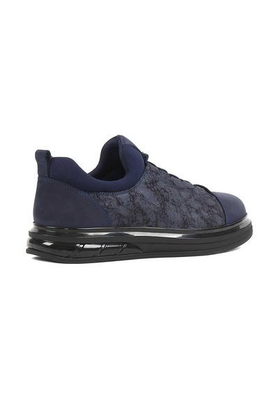 Erkek Lacivert Kalın Tabanlı Nubuk Deri Sneaker