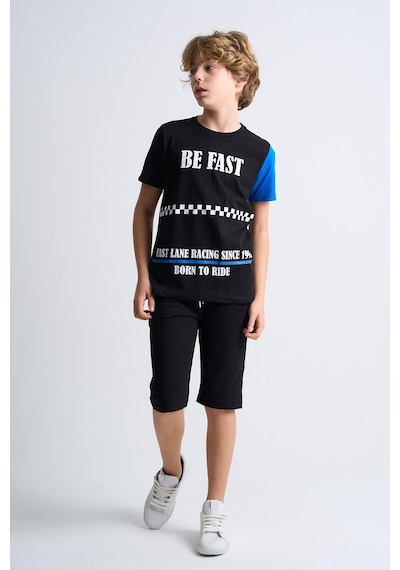Alexander Gardi Alexandergardı Baskılı Çocuk T-shirt-şort İkili Takım Siyah - Mavi