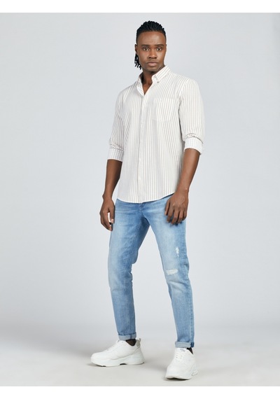 2027027 Erkek Shırt Long Sleeve Bej