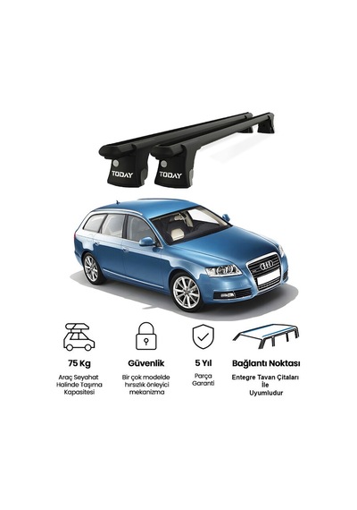 Trio-ıı Audi A6 Avant 2005-2010 Uyumlu Siyah Kilitli Ara Atkı 120cm Port Bagaj Tavan Barı
