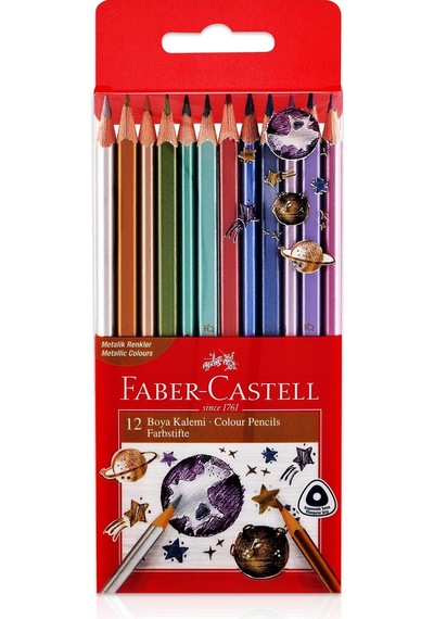 Faber-castell Üçgen Boya Kalemi Metalik 12'li Çok Renkli