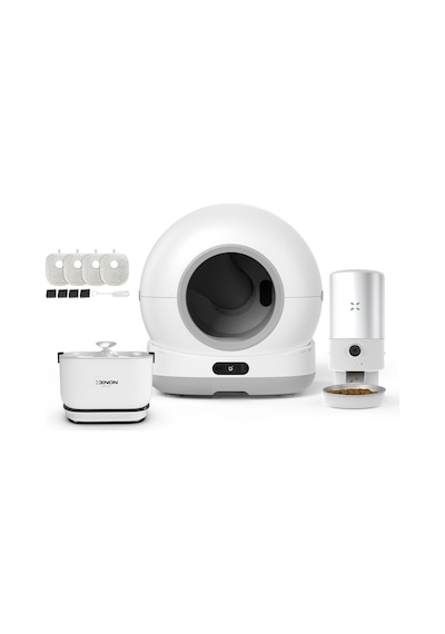 Xenon Smart Akıllı Otomatik Kameralı Kedi Tuvaleti Paslanmaz Çelik Kaseli 5lt Mama Kabı Bataryalı Su Pınarı Ve Filtre 4'lü Pet Seti