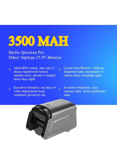 Heifer Quiclean Pro Dikey Süpürge 3500 Mah Batarya