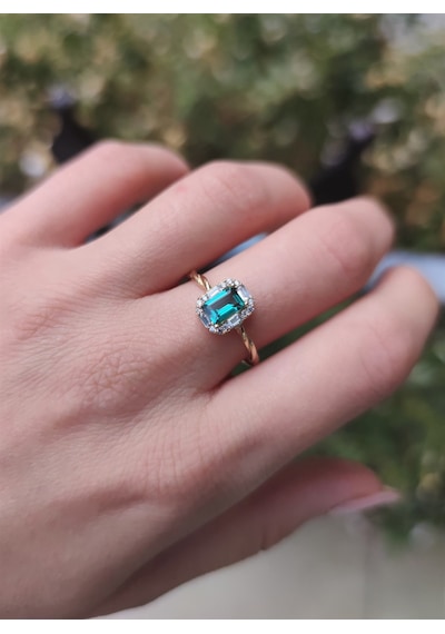Jena Green Topaz Pırlanta Yüzük Ak-1350