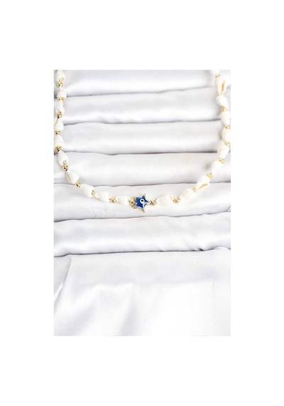 Doğal Deniz Kabuğu Dizili Nazarlı Yıldız Model Kolye Tj-bko11114 Evimdeyokyok Çok Renkli