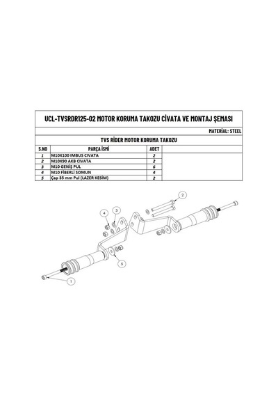 Tvs Raider 125 Motor Koruma Takozu Engıne Protectıon Mount