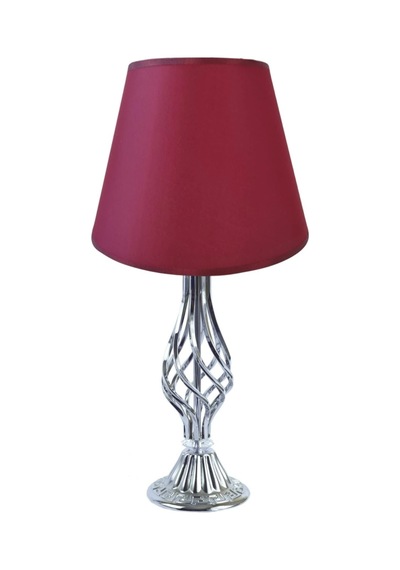 Bordo Kumaş Başlık Metal Burgu Ayaklı Modern Abajur 50x25 Cm
