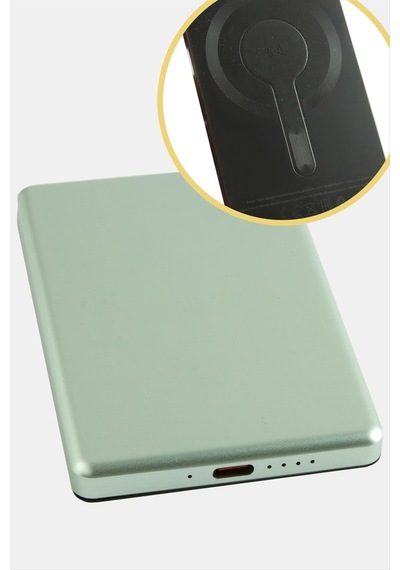 Tg06 Mini Manyetik 5000 Mah Power Bank Taşınabilir Şarj Cihazı Yeşil