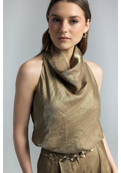 Sateen Aura Bluz - Haki-137268