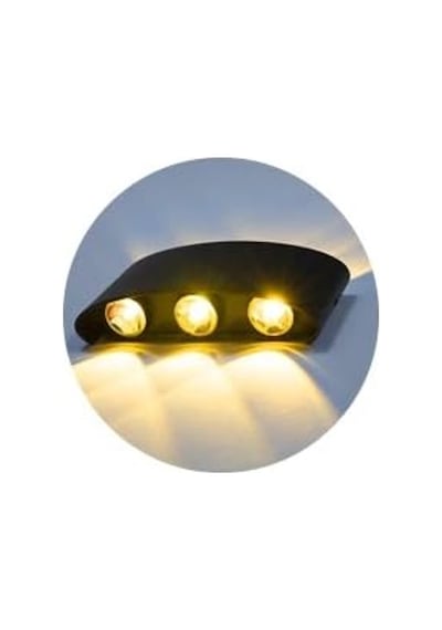 Desenli Çift Yönlü Duvar Aydınlatma Aplik - 10 Watt Amber Işık 10 Parça Siyah
