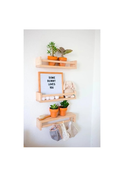 Montessori Kitaplık Çocuk Bebek Odası Rafı Ahşap Kitaplık Askılık 40cm 3lü Ters Düz Raf Ahşap Ahşap