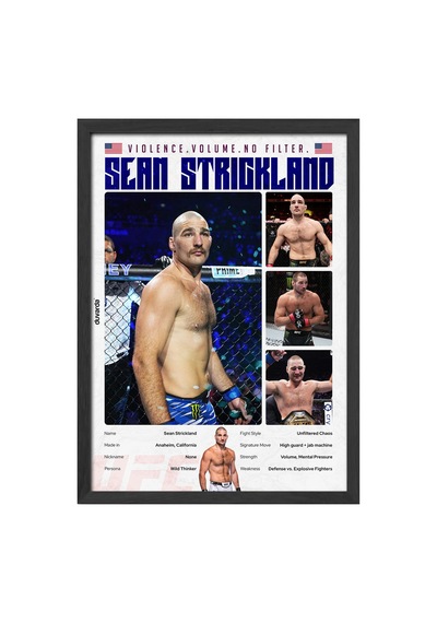 Sean Strickland Ufc Siyah Ahşap Çerçeveli Poster, Dekoratif Dövüş Duvar Tablosu