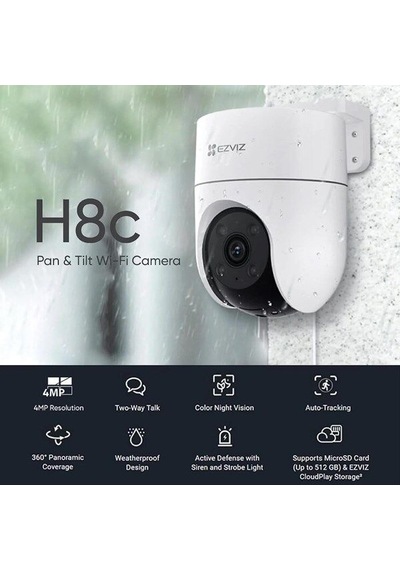 Ezvız 2mp Dome 4mm Wıfı Kablosuz Ip Kamera H8c