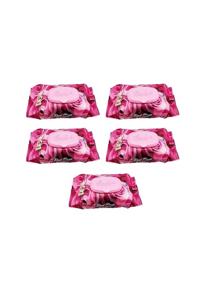 Jenerik 5 Paket Red Rose Islak Havlu Mendil 90 Adet Kapaklı Gül Kokulu Tekli