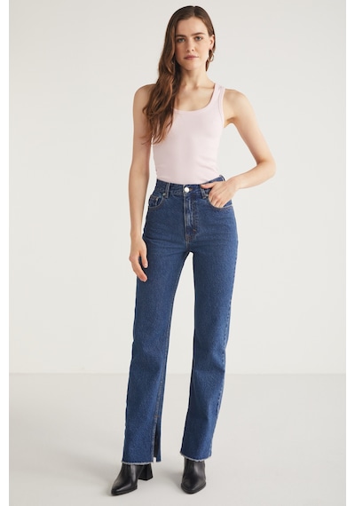 Ethıquet Lıllesol Kadın Fitilli Görünümlü Slim Fit Vücuda Oturan Havuz Yakalı Pamuklu Basic Pembe At