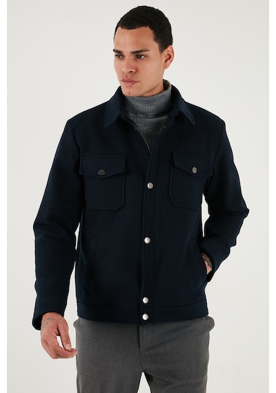 Buratti Slim Fit Ceket Yaka Astarlı Kaşe Erkek Kaban 58400347 Lacivert