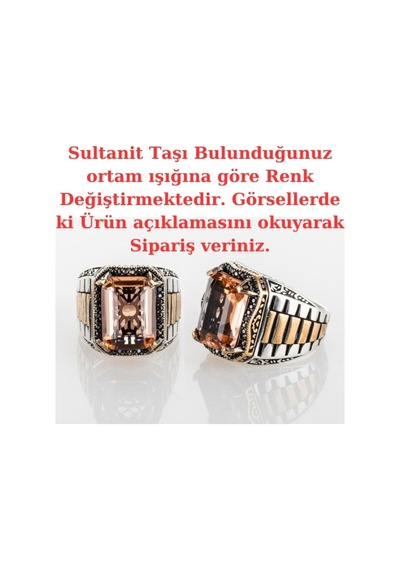 Gümüş Saat Kordon Model Sultanit Zultanite Taşlı Erkek Yüzük