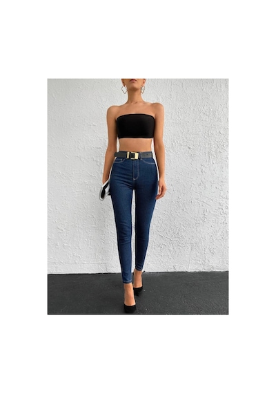 Kene Jeans Rahat Kalıp Lacivert Dar Paça Cepsiz Skinny Fit Jeans Lacivert