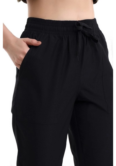 Alpaka Unisex Pantolon Bel Lastikli - Siyah