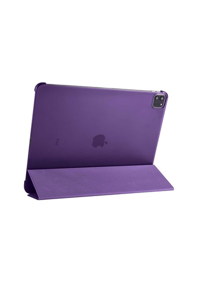 Lexroo İpad Pro 12.9 2022 M2 Smart Cover Standlı 1-1 Kılıf - Mor Kapaklı Kılıf