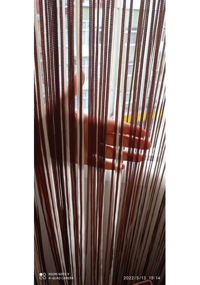İp Model Kahverengi Renk İp Perde 180 Cm En 280 Cm Boy 2 Mm Şeritler Halinde Hazır İp Perde Kahve Rengi