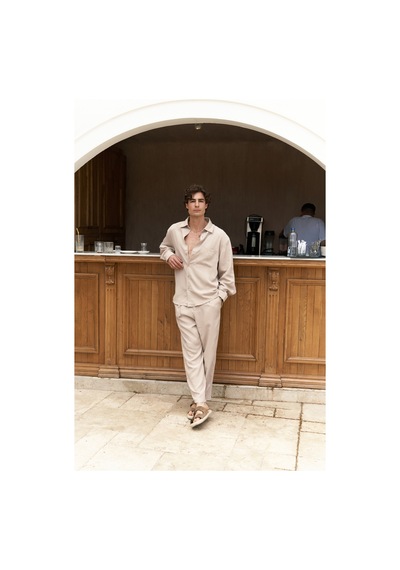 Mai Collection Mai Studios Co. Jonathan Erkek Bej Gömlek Pantolon Takım Bej
