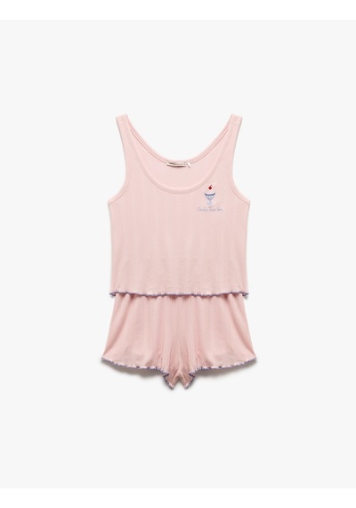 Koton Modal Kumaş U Yaka Kolsuz Şortlu Pijama Takımı Pembe 5slk40069mk Gül