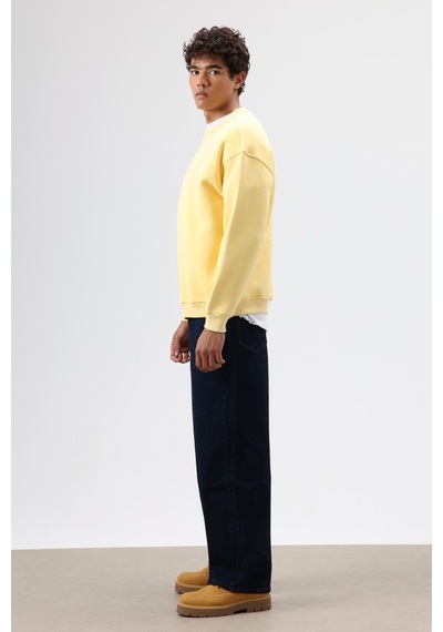 Vamos Basic Oversize Yıkamalı Sweatshirt Sarı