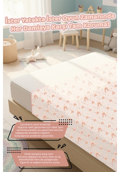 Proof Sıvı Geçirmez Etkinlik Aktivite Halı Örtüsü 85x140 Cm Çok Amaçlı Bebek Çocuk Oyun Matı Cream