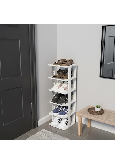 6 Katlı Lüks Modüler Ayakkabılık - 25x28x77 Cm Dar Alan İçin Dikey Raf - Üst Üste Ve Yan Yana E Tek Renk 6 Katlı Lüks Modüler Ayakkabılık - 25x28x77 Cm Dar Alan İçin Dikey Raf - Üst Üste Ve Yan Yana E Tek Renk