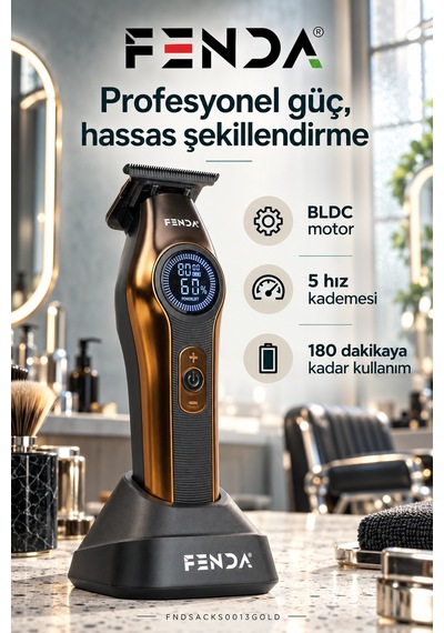 Fenda Profesyonel Bldc Motor 8000 Rpm Tıraş Makinesi Altın