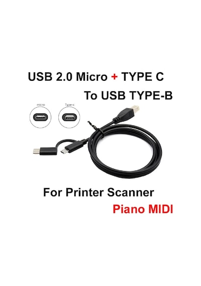 5133 Type C Micro Usb Yazıcı Printer Piyano Midi Bağlantı Kablosu