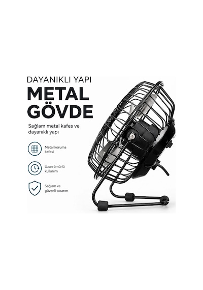 Masaüstü Mini Usb Fan - Metal Gövdeli - Ultra Sessiz Renkli