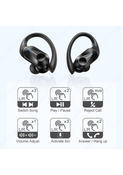 Özel Seri Dokunmatik Dijital Tempolu Thinkplus Bluetooth Kulaklık Kulak İçi Lp75 Siyah