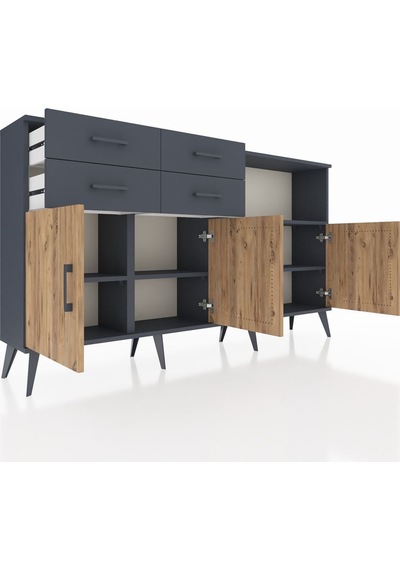 Arges Konsol 4 Raflı 4 Çekmeceli 4 Kapaklı 176x30x99 Antrasit-çam/antrasit Atlas Çam/antrasıt - Antrasıt Arges Konsol 4 Raflı 4 Çekmeceli 4 Kapaklı 176x30x99 Antrasit-çam/antrasit Atlas Çam/antrasıt - Antrasıt