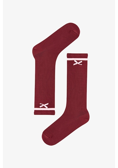 Penti Bordo Collage Bowtie Çizgili Pamuklu Pantolon Çorap