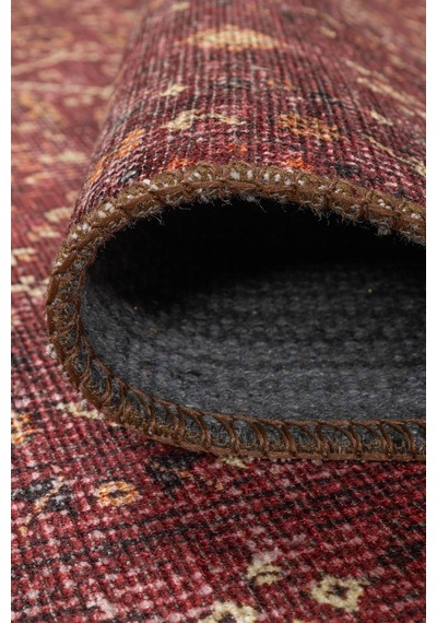 Artloop Relic Bordo Vintage Dokulu Geleneksel Desenli Dokuma Tabanlı Şönil Halı Al 477 Bordo & Krem