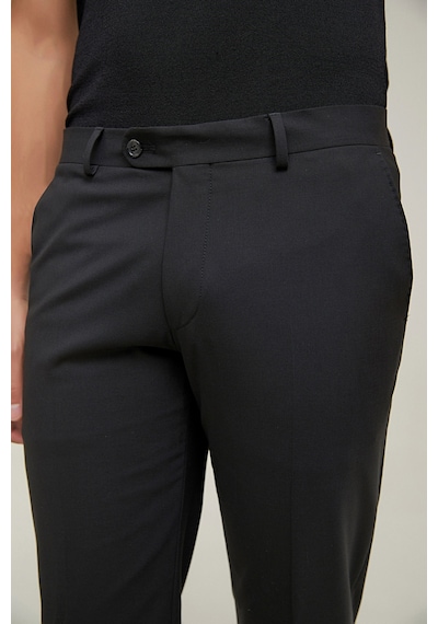 D's Damat Ds Damat Comfort Fit Siyah Düz Travel Kumaş Pantolon 5he03ob35322m 001