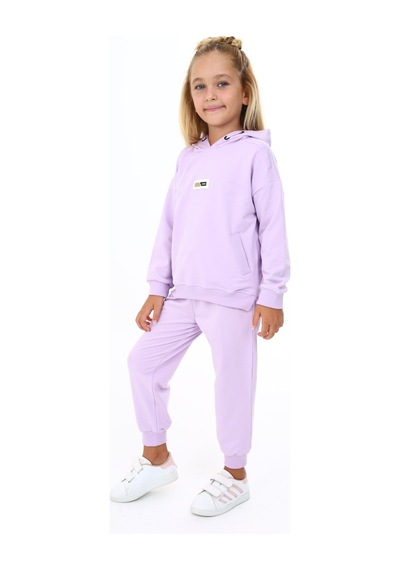 Toontoy Kids Toontoy Kız Çocuk Kapüşonlu Yazı Armalı Eşofman Takım Lila