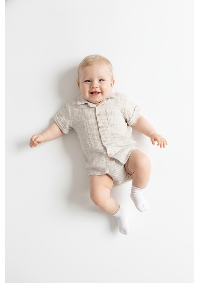 Tiffany Baby & Kids Lycra Müslin Tasarımlı Gömlek Gri