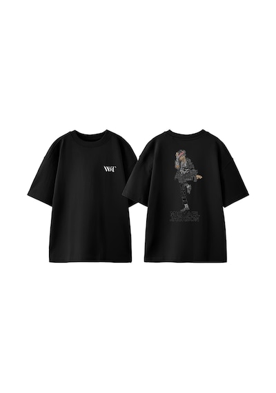 Thewert Michael Jackson Renkli Tasarım Sırt Baskılı Pamuk Siyah Oversize T-shirt