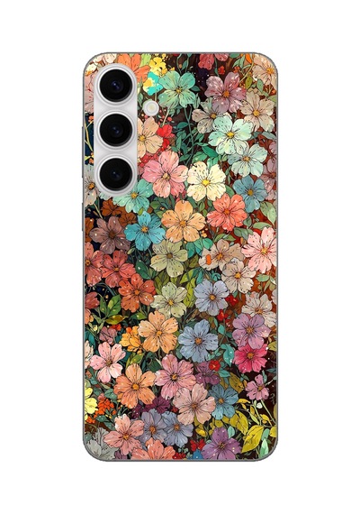 Samsung Galaxy S24 Fe Uyumlu Vintage Botanik Çiçek Bahçesi Baskılı Silikon Kılıf