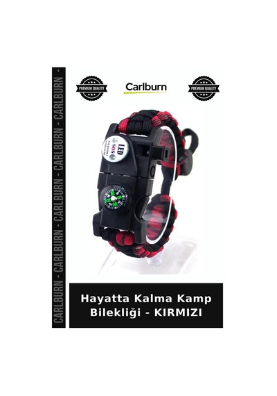 Hayatta Kalma Kamp Bilekliği - Kırmızı Sporcu Eşyası Yürüyüş Donanımı Keşif Malzemesi Çok Renkli