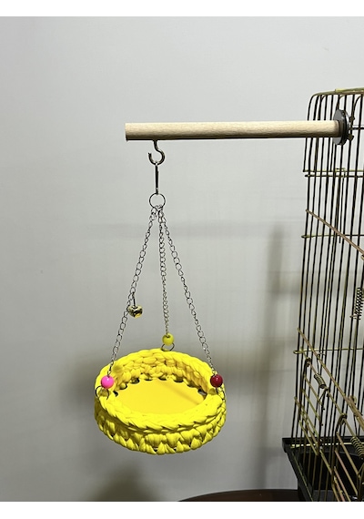 Paks Pet Örgü Kuş Hamağı Salıncak Sarı + Tünek