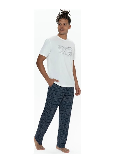 U.s. Polo Assn. Erkek 3'lü %100 Pamuk Pijama Takımı Ekru