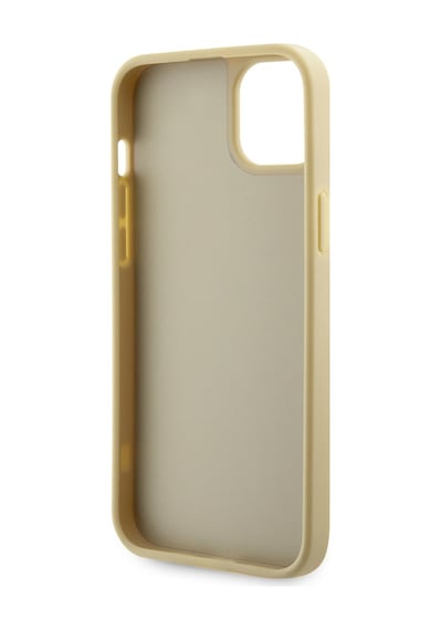 Apple Uyumlu iPhone 14 Kılıf Guess Lisanslı Taşlı Arka Yüzey Üçgen Logolu Kapak Gold