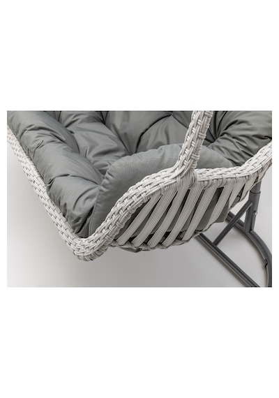 Gardemo Urla Çiftli Rattan Salıncak Dış Mekan Bahçe Balkon Ve Teras Salıncağı Beyaz