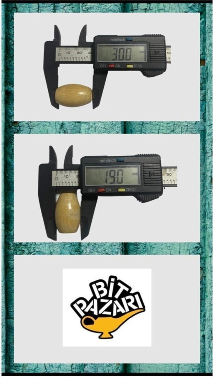 30 Mm Sarı Oval Ahşap Boncuk - 12 Adet